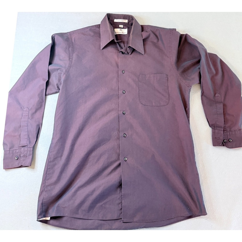 Etienne Aigner Mens Plum Purple Button Down Dress Shirt 15.5 32/33 Vintage